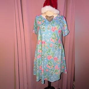 Mickey & Minnie Mouse Short Sleeve Tropical Dress L